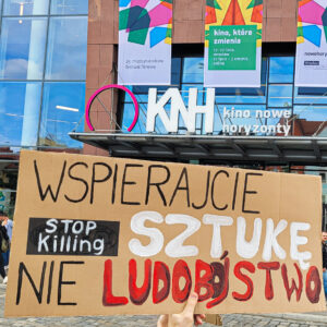 Protest przeciwko współpracy Festiwalu Nowe Horyzonty z BNP Paribas