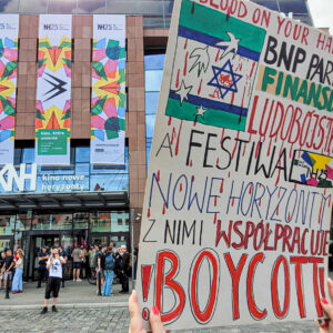 Protest przeciwko współpracy Festiwalu Nowe Horyzonty z BNP Paribas